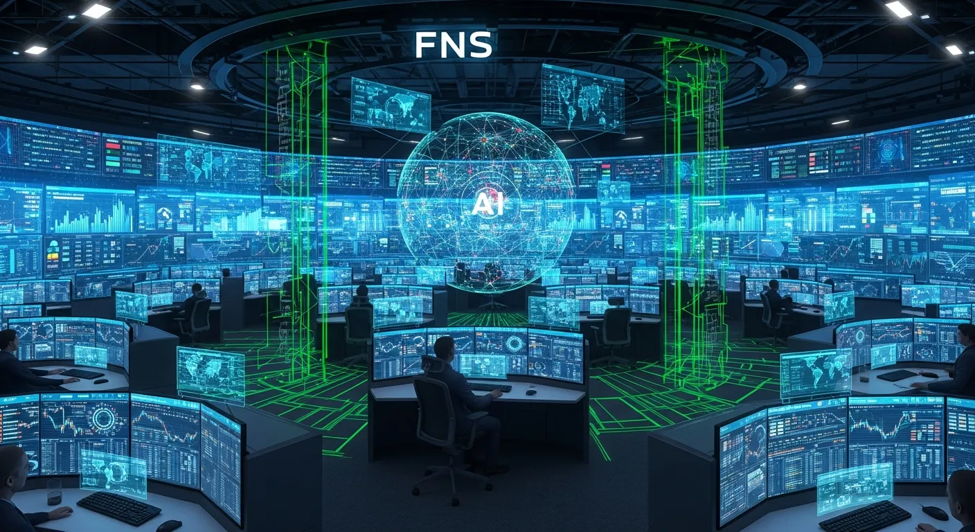 Высокотехнологичный ситуационный центр ФНС с мониторами, отображающими потоки данных и графики в реальном времени