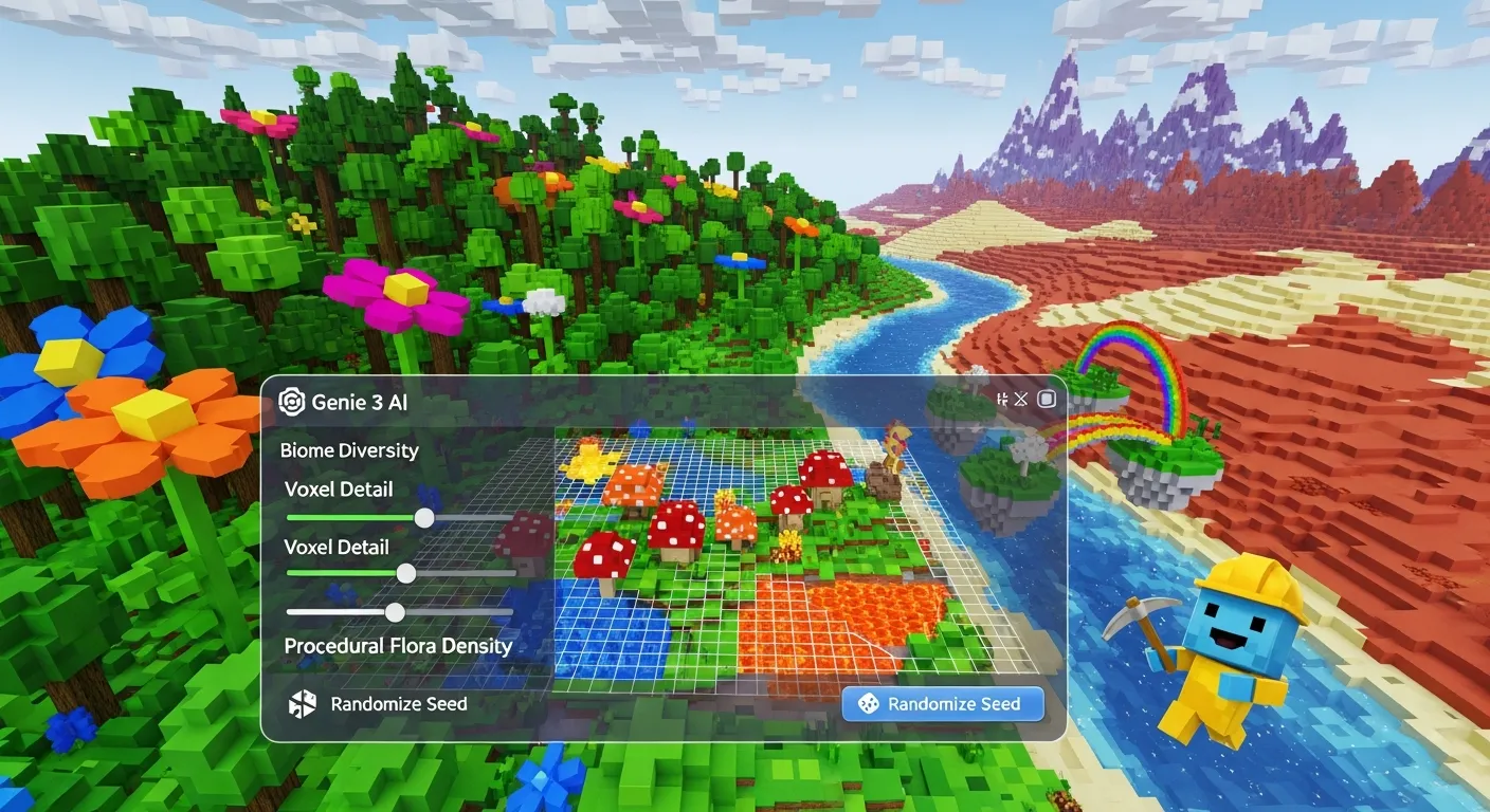 Интерактивный воксельный мир, созданный Genie 3